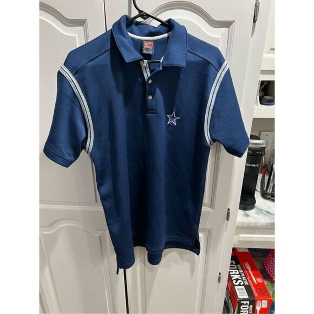 Nike Teams Vintage Dallas Cowboys Football Polo Blue Size L Large